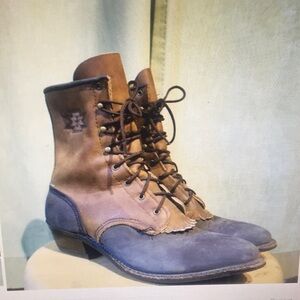ABILENE/VINTAGE 2 TONE KILTIE WESTERN LACE-UP BOOTS